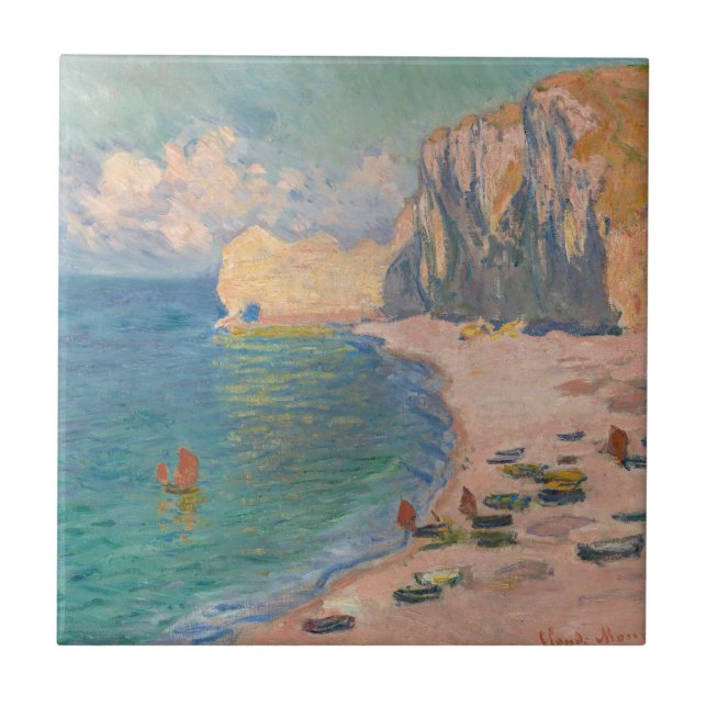 Carreau Claude Monet - Etretat : Plage et Falaise d'Amont (Devant)