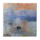 Carreau Claude Monet Impression soleil levant 1872 Port Ar<br><div class="desc">"Impression, soleil levant" (1872) est un chef-d'œuvre historique de Claude Monet, le fondateur de l'impressionnisme français. Ce tableau emblématique capture le port du Havre à l'aube, voilé dans une brume douce et éthérée. Le point focal est un soleil orange brillant qui jette une réflexion rythmée et ardente sur les ondulations...</div>