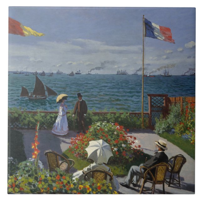 Carreau Claude Monet - jardin chez Sainte-Adresse (Devant)
