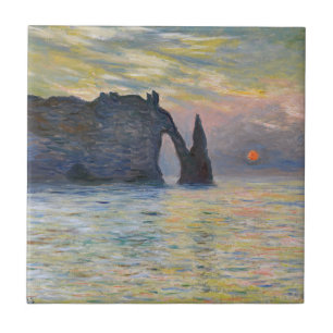 Carreau Claude Monet - La Falaise, Etretat, Coucher de sol