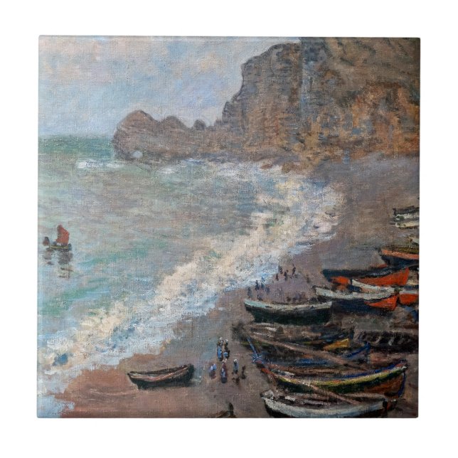 Carreau Claude Monet - La Plage à Etretat (Devant)