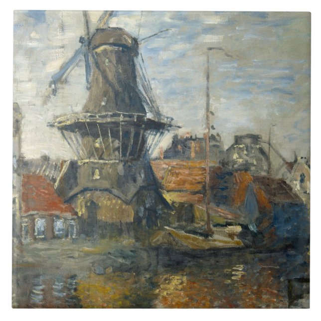 Carreau Claude Monet - Le moulin à vent sur l'Onbekende (Devant)