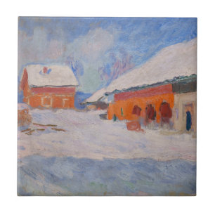 Carreau Claude Monet - Norvège, Maisons rouges à Bjornegaa