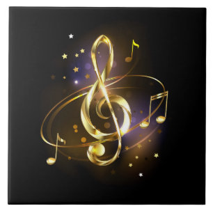 Carreau Clé de Sol Musicale en Or