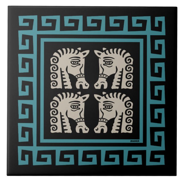 Carreau Clé grecque du milieu du siècle avec conception de (Devant)