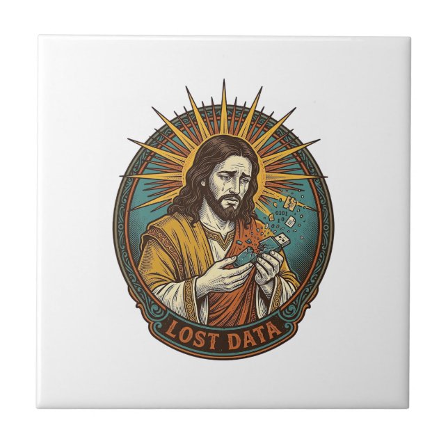 Carreau Clé USB écrasée par Jésus Perte de données Humour_ (Devant)
