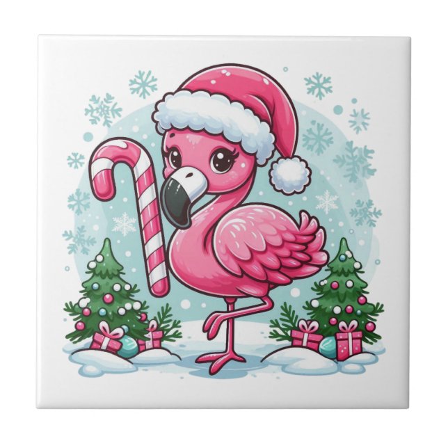 Carreau Clipart de sublimation du Flamant rose de Noël (Devant)