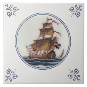 Carreau Clipper Ship Polychrome Delft Repro Carrelage anti