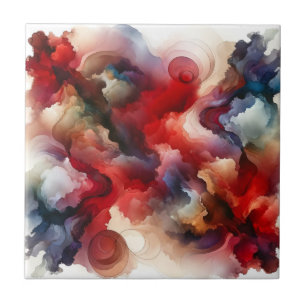 Carreau Cloud d'aquarelle Abstraite de Garnet Red Smokey
