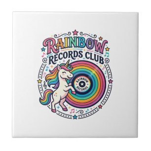 Carreau Club de disques Licorne Arc-en-ciel Fond Blanc Mig