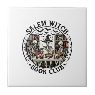 Carreau Club de lecture de Salem Witch Livre Squelette Vin