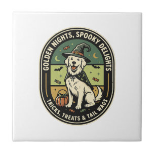 Carreau Club de nuit effrayant Retriever doré Halloween