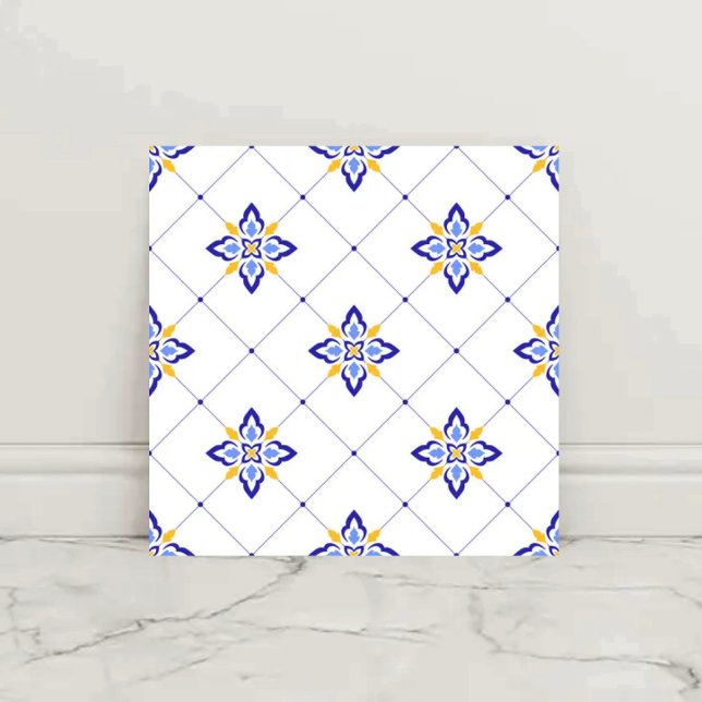 Carreau Coastal Blossom Minimal Blue Modern Mediterranean  (Créateur téléchargé)