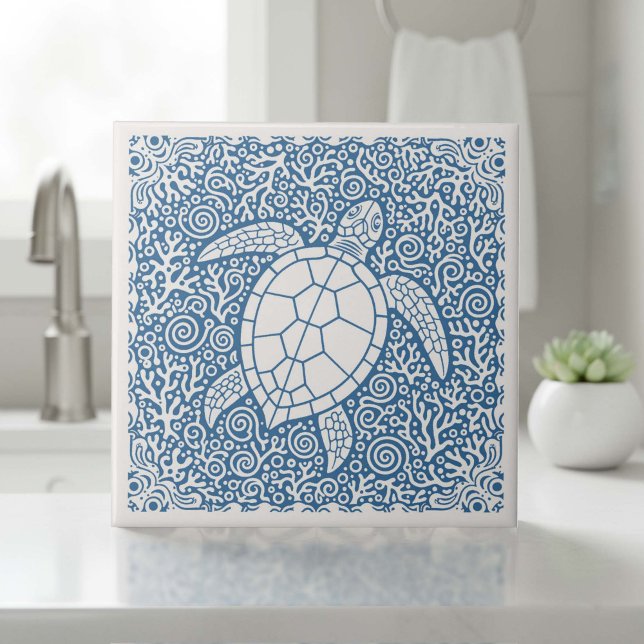 Carreau Coastal Life Series Turtle Blue D1208 (Créateur téléchargé)