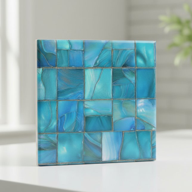 Carreau Coastal Turquoise Glass Mosaic (Créateur téléchargé)
