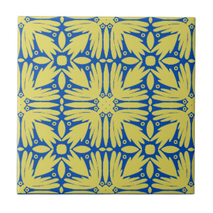 Carreau Cobalt Floral bleu et jaune