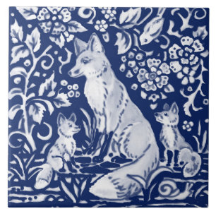 Carreau Cobalt Marine Bleu Cobalt Fox Famille Animaux flor