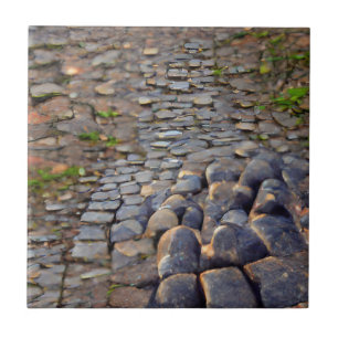 Carreau Cobblestones herbe grise dans les fissures art gra