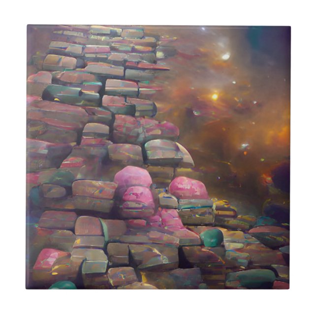 Carreau Cobblestones l'art graphique vert rose mystique (Devant)