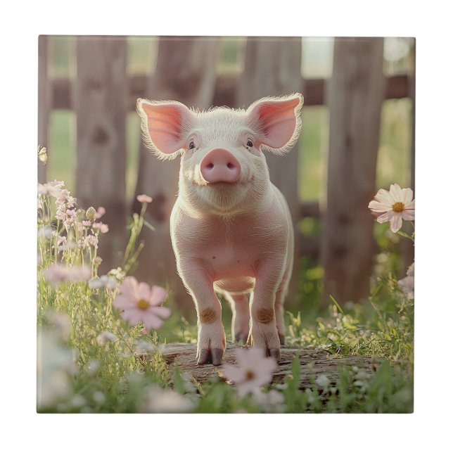 Carreau Cochon Dans Le Jardin Fleuri (Devant)