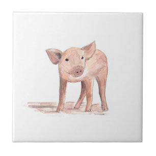 Carreau Cochon de lait pour bébés Animaux de ferme Aquarel