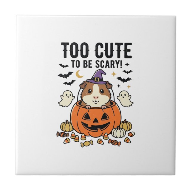 Carreau Cochon d'Inde d'Halloween Trop Mignon Pour Être Ef (Devant)