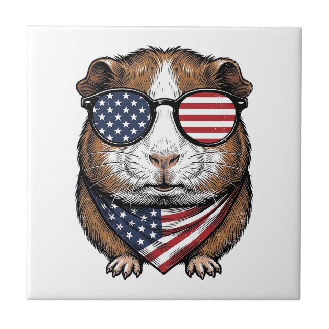 Carreau Cochon d'Inde patriotique Gravure vintage (Devant)