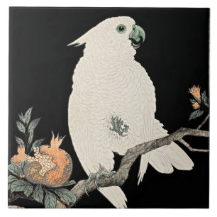 Carreau Cockatoo et grenade, art de Ohara Koson