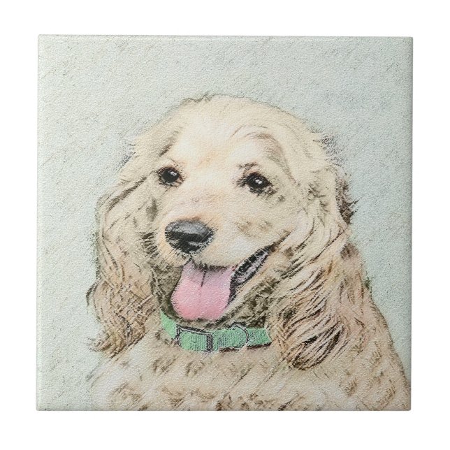 Carreau Cocker Spaniel Buff Peinture - Art Chien original (Devant)