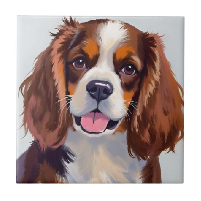 Carreau Cocker Spaniel | Peinture de chien à l'aquarelle (Devant)