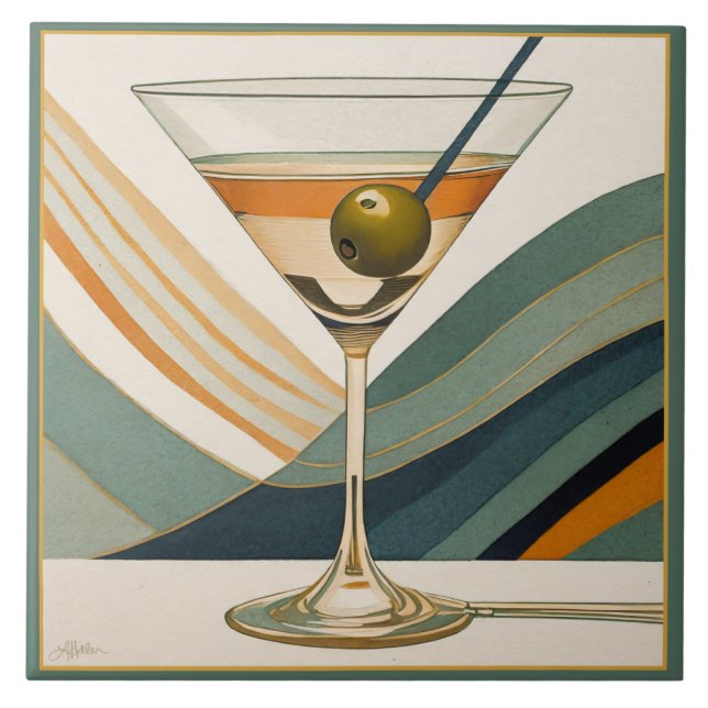 Carreau Cocktail Martini Conception du milieu du siècle (Devant)