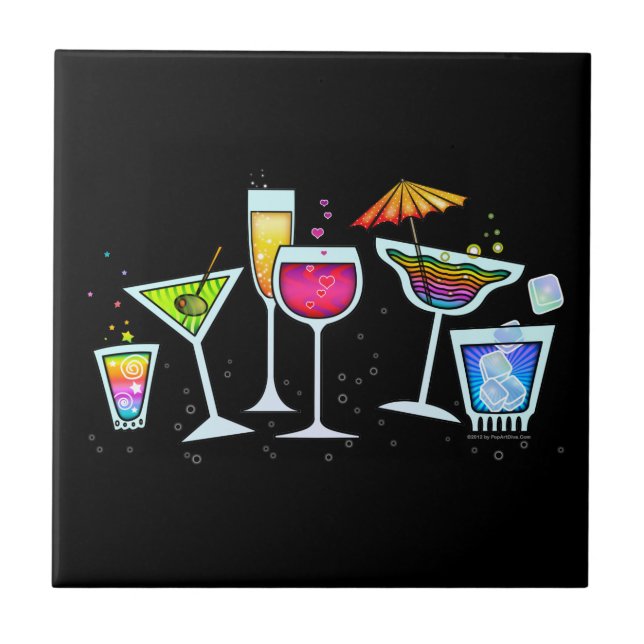 CARREAU COCKTAIL VERRES CARRELAGE - DESSOUS DE VERRE - TRI (Devant)