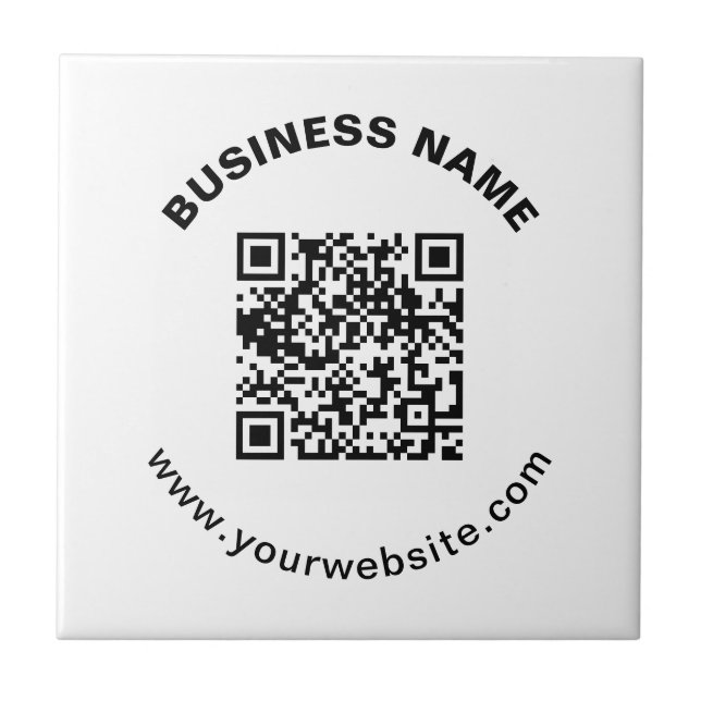 Carreau Code QR avec nom d'entreprise Texte circulaire gra (Devant)