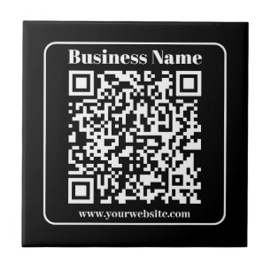 Carreau Code QR éditable Noir & Blanc Style Rétro Moderne