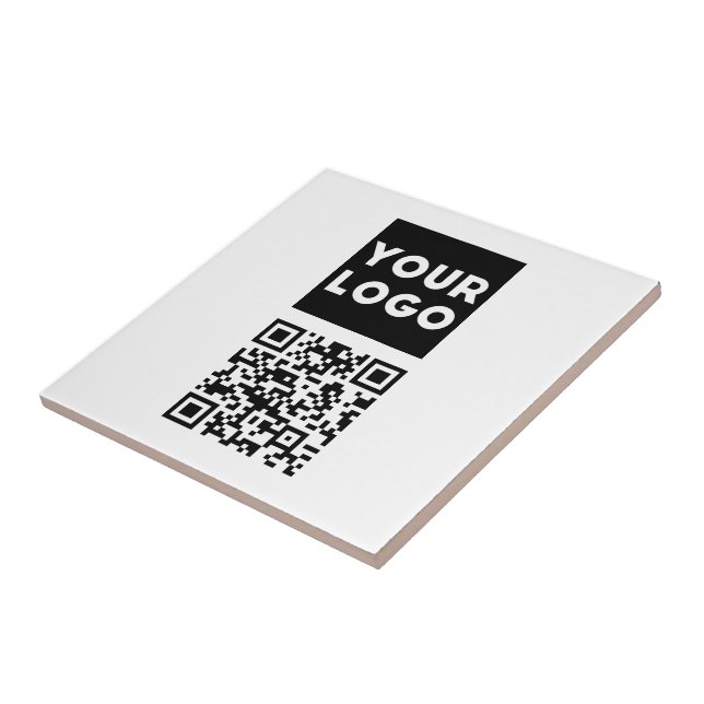Carreau Code QR éditable & Votre logo ou image d'entrepris (Côté)