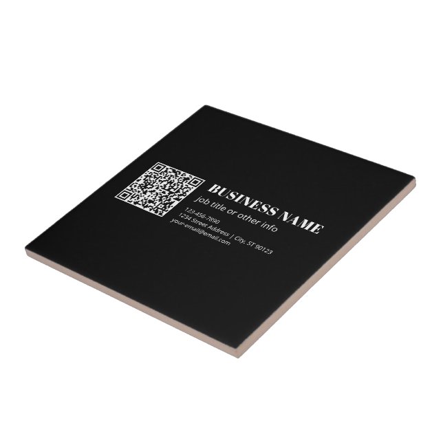Carreau Code QR personnalisé & Texte rétro-moderne modifia (Côté)