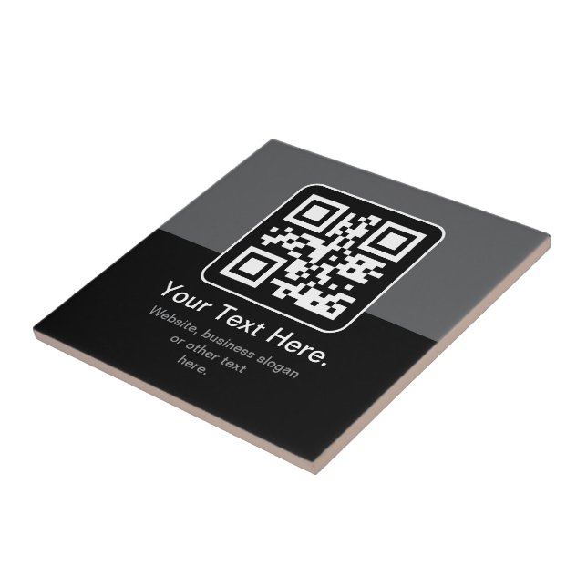 Carreau Code QR scannable moderne | Noir Gris & Blanc (Côté)