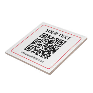 Carreau Code QR simple noir et blanc avec bordure rouge