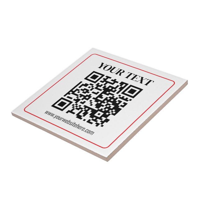 Carreau Code QR simple noir et blanc avec bordure rouge (Côté)