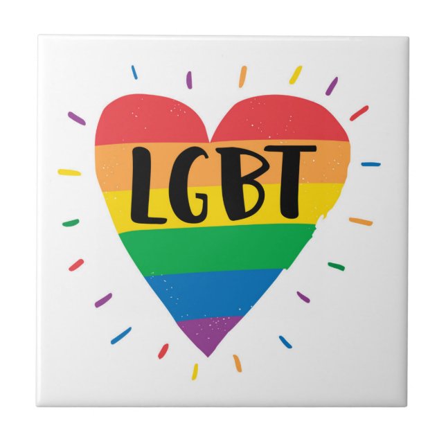 Carreau Coeur arc-en-ciel LGBT (Devant)
