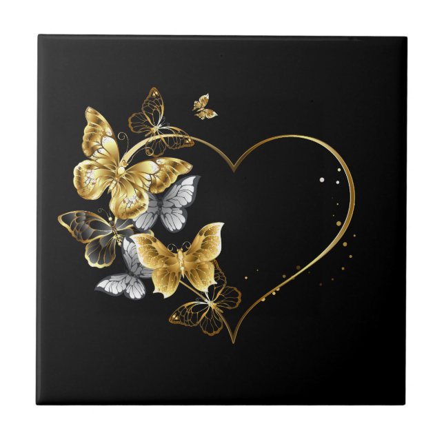 Carreau Coeur aux papillons d'or (Devant)