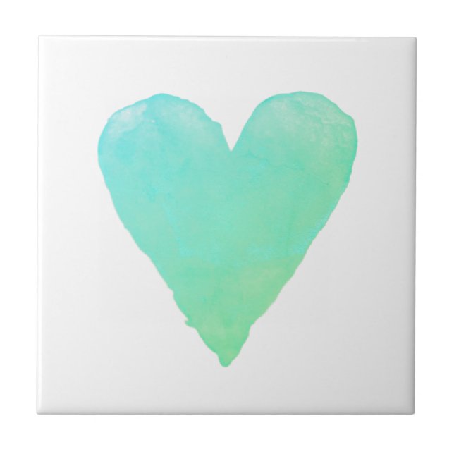 Carreau Coeur de peinture aquarelle dessin personnalisé ca (Devant)