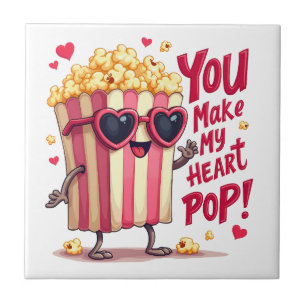 Carreau Cœur de Popcorn Design de la Saint-Valentin Pop