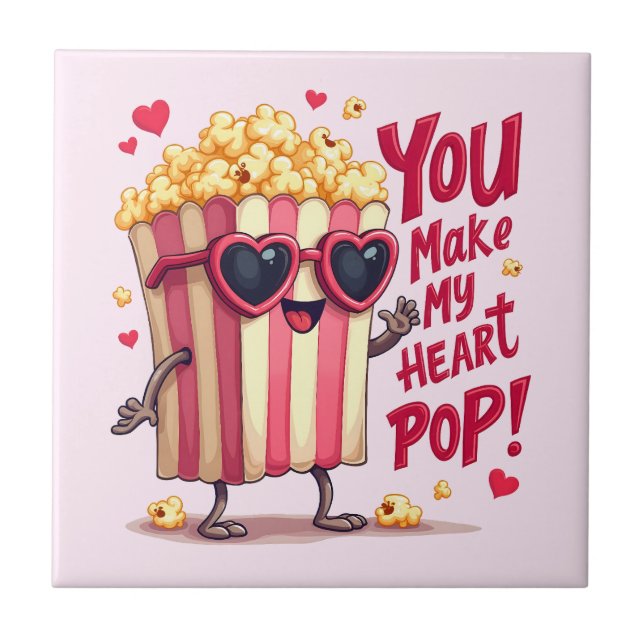 Carreau Cœur de Popcorn Design de la Saint-Valentin Pop (Devant)