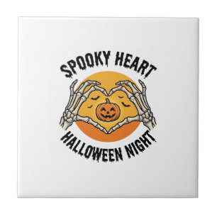 Carreau Cœur de squelette Halloween Vintage Design des mai