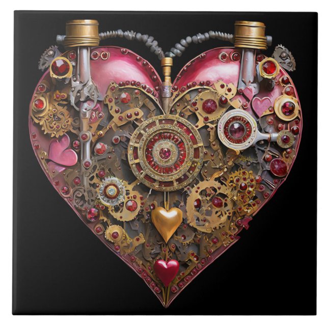 Carreau Cœur de Streampunk Rubis Saint-Valentin (Devant)