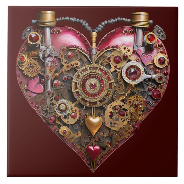 Carreau Cœur de Streampunk Rubis Saint-Valentin (Devant)