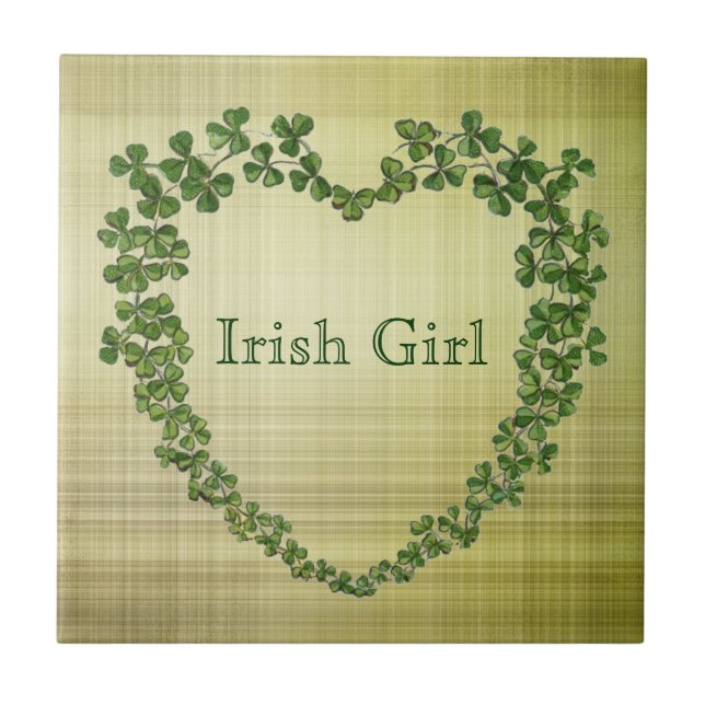Carreau Cœur de trèfle de fille irlandaise (Devant)