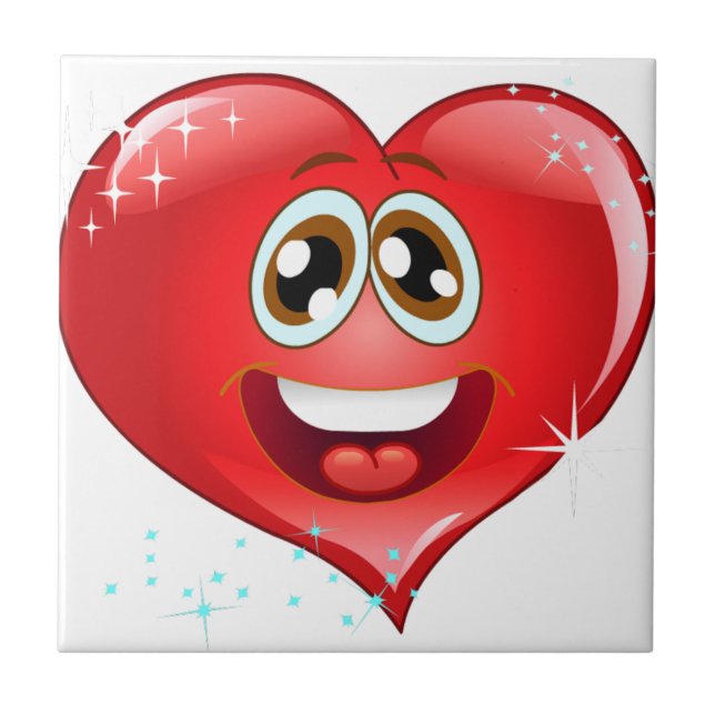 Carreau Coeur heureux Emoji d'amour (Devant)