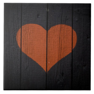 Carreau Coeur peint par grain en bois rustique